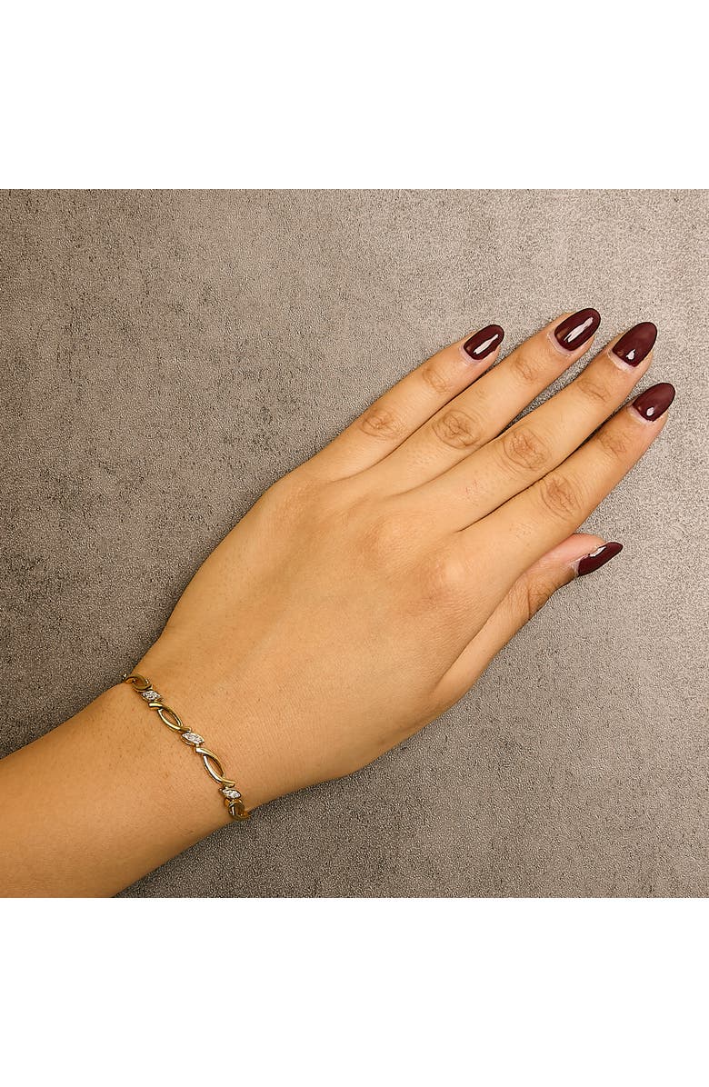 Haus of Brilliance Silver Diamond Accent Alternating Swirl link Bolo Bracelet, Alternate, color, Yellow Gold Over Silver