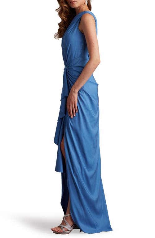 Tadashi Shoji One-shoulder Shirred Ruffle Gown