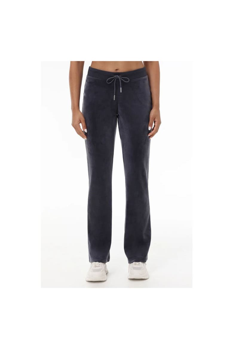 Rib Waist Long Velour Pant With Back Bling, Titanium, Alternate, color, TITANIUM