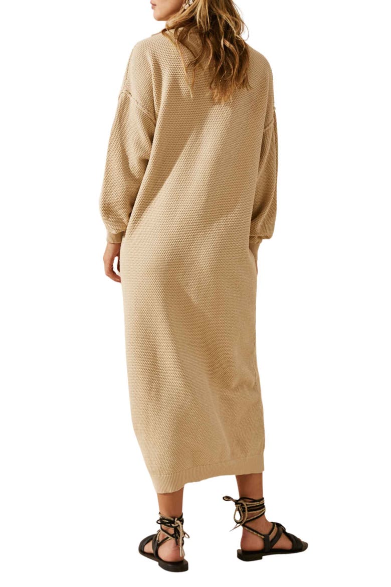 Hailee Long Sleeve Cotton Sweater Dress, Alternate, color, AU LAIT