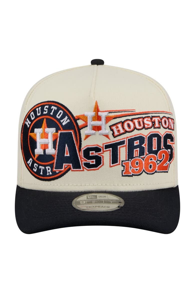 Men's New Era  Cream/Navy Houston Astros Classic A-Frame 9FIFTY Snapback Hat, Alternate, color, Cream