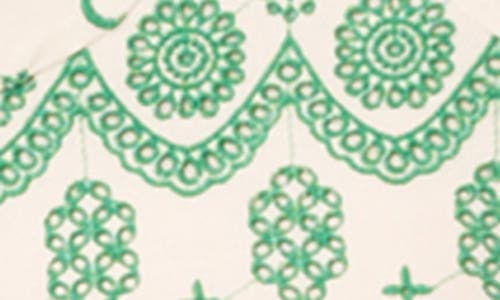 ADRIANNA PAPELL ADRIANNA PAPELL EMBROIDERED COTTON EYELET MIDI SUNDRESS