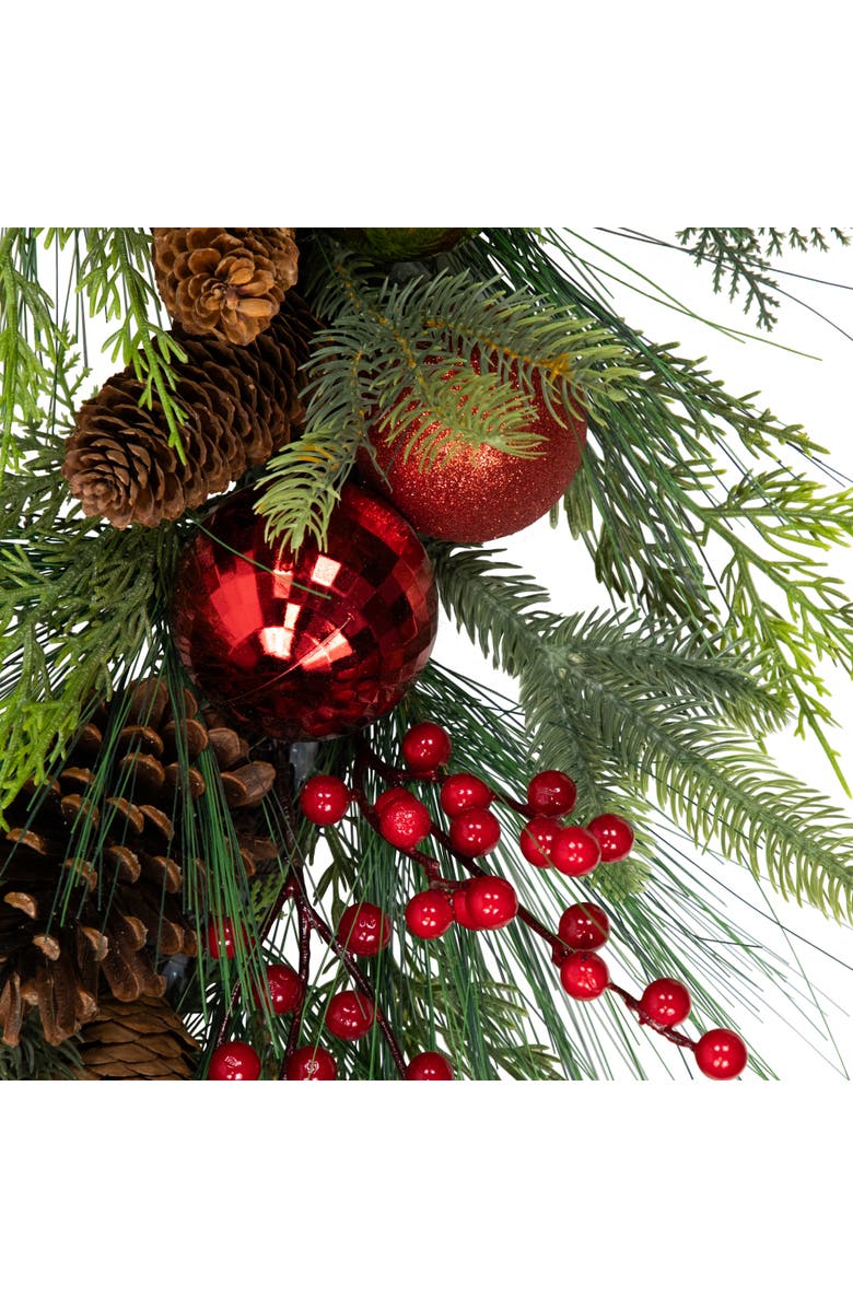 Northlight Real Touch Berries, Pinecones and Ornaments Artificial Christmas Wreath - 36" - Unlit, Alternate, color, Green