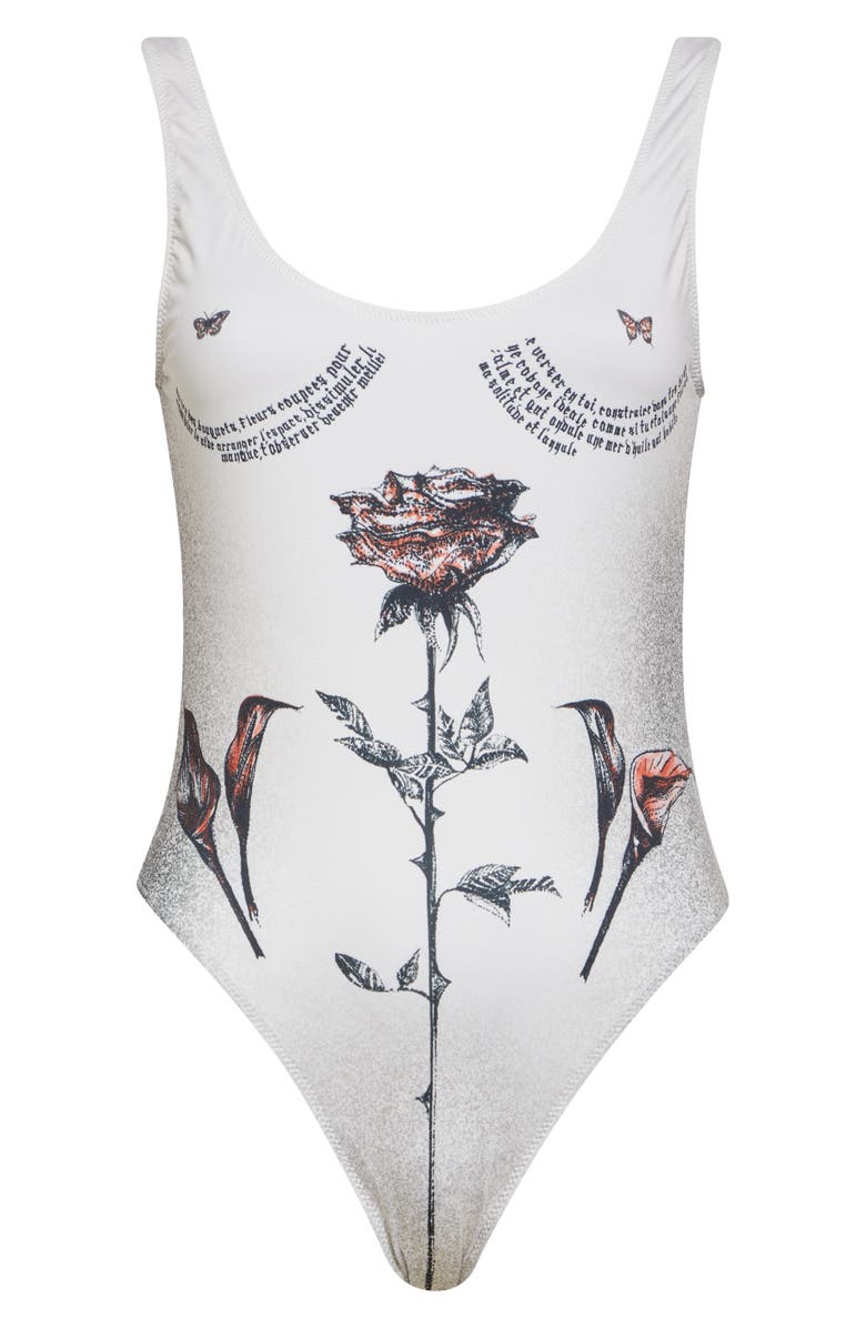 Jean Paul Gaultier Tattoo Roses One-Piece Swimsuit, Alternate, color,