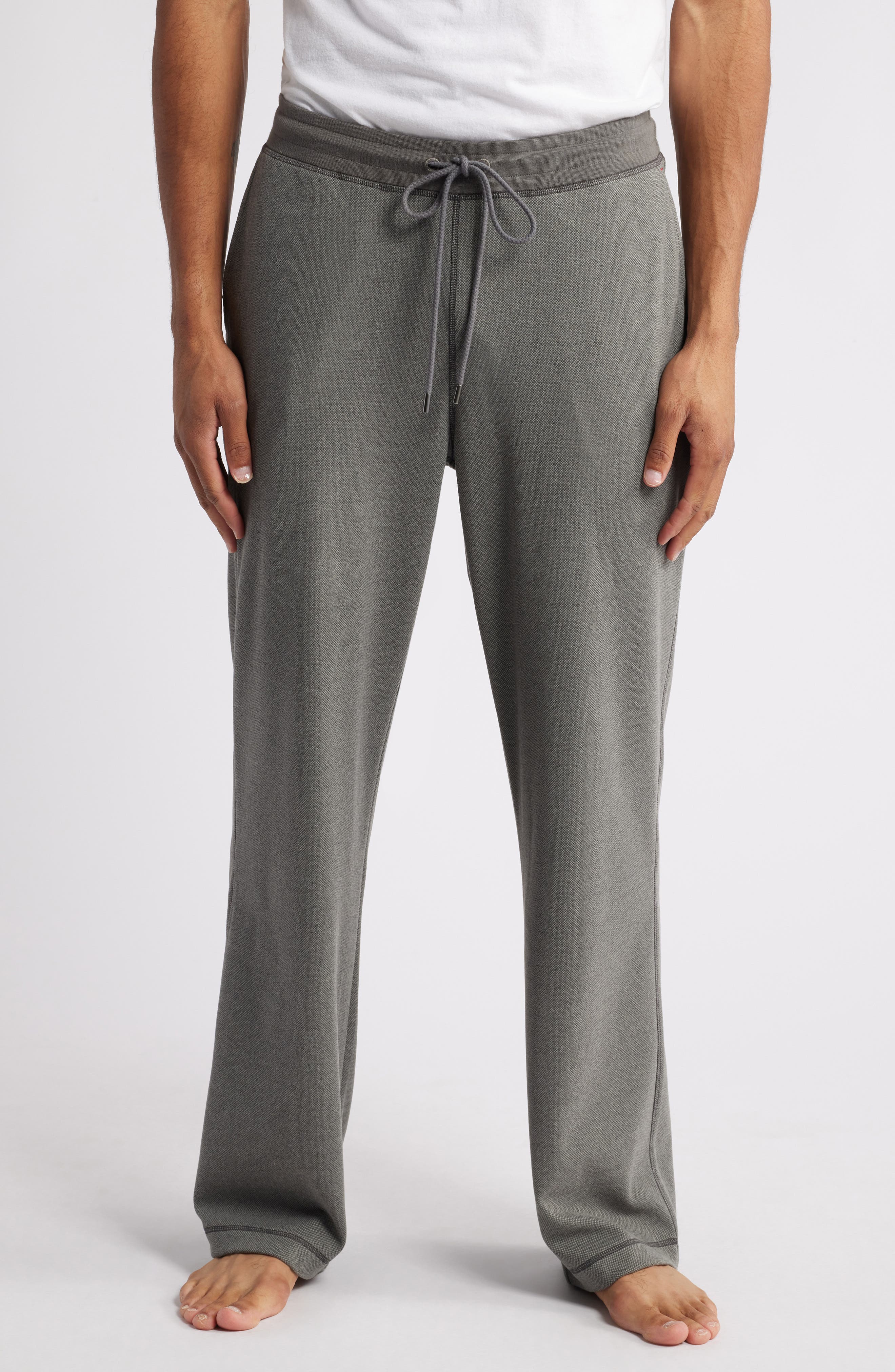 Daniel Buchler Piqué Knit Pajama Pants in Charcoal 
