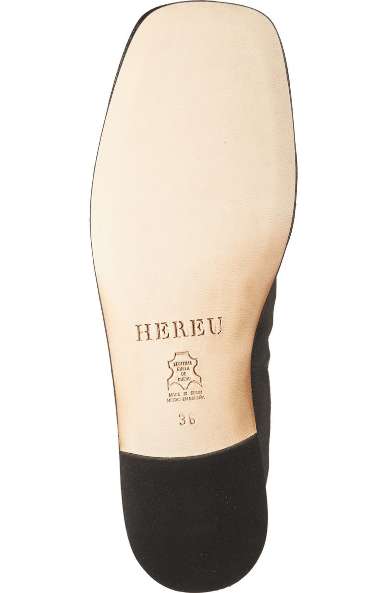 HEREU Puntera Pleated Square Toe Flat, Alternate, color, Black