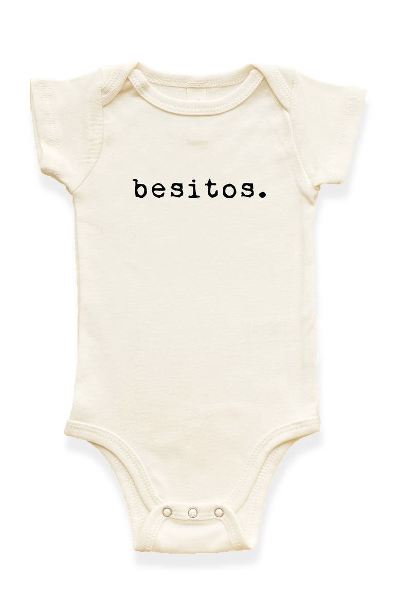 Besitos Organic Baby Bodysuit, Main, color, Natural Black Lettering