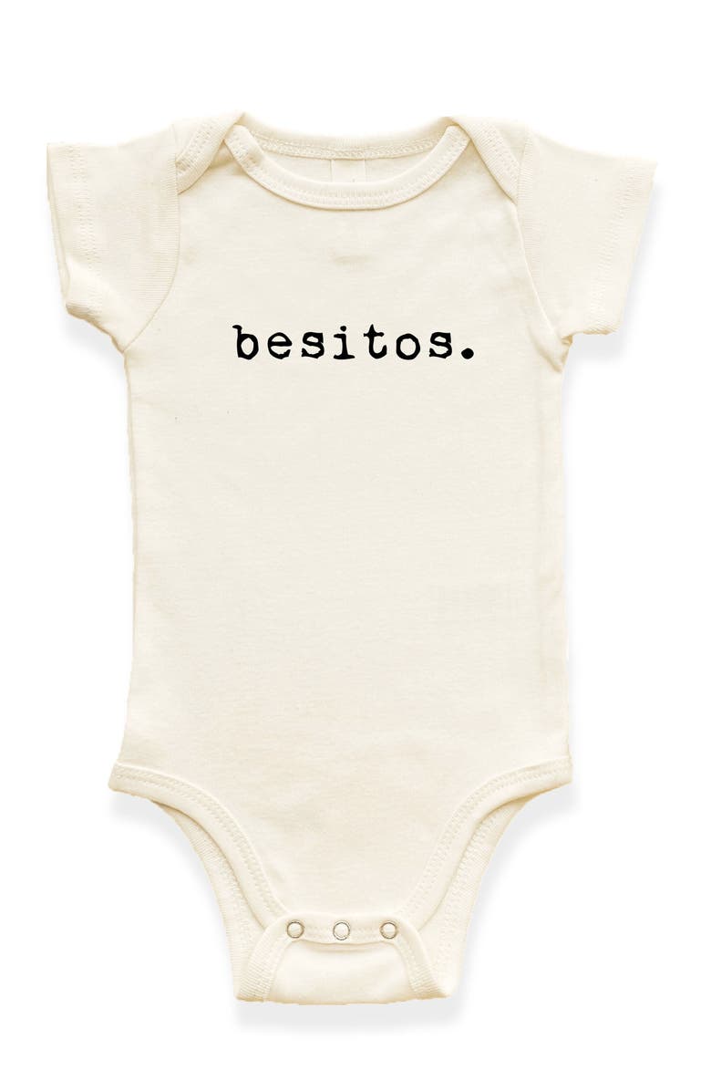 Tenth & Pine Besitos Organic Baby Bodysuit, Main, color, Natural Black Lettering