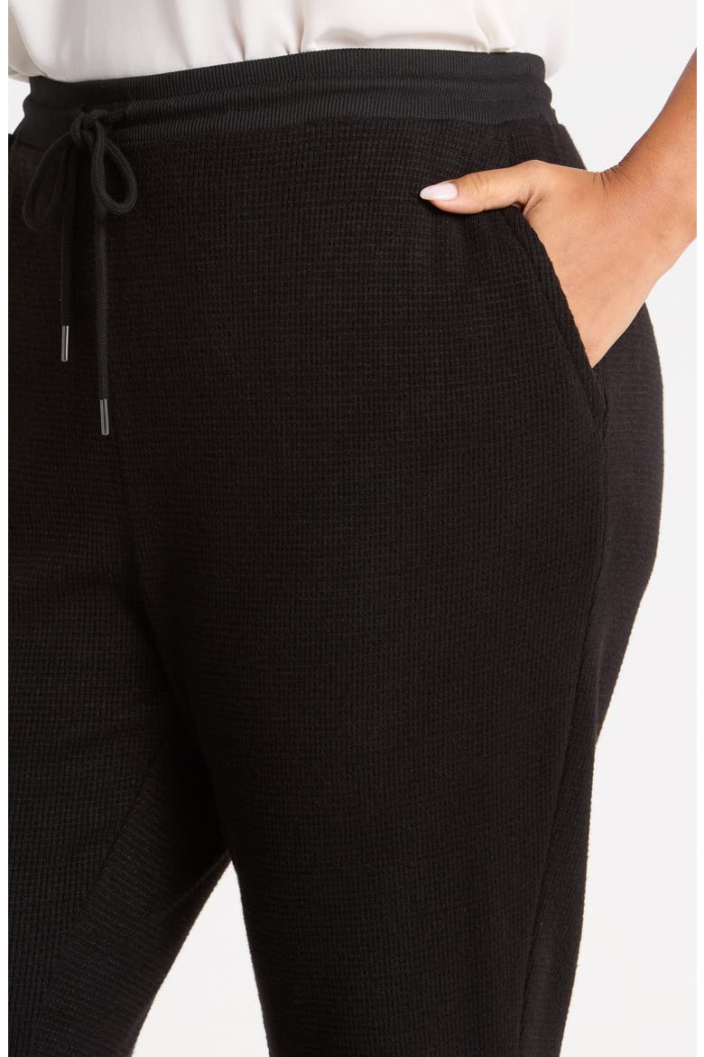 Waffle Knit Flare Leg Pants, Alternate, color, BLACK
