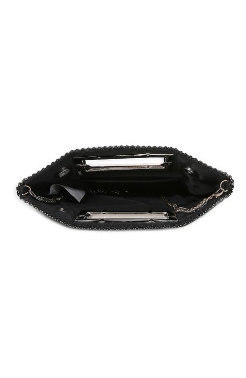 Berness Rectangular Top Handle Rhinestone Clutch In Black