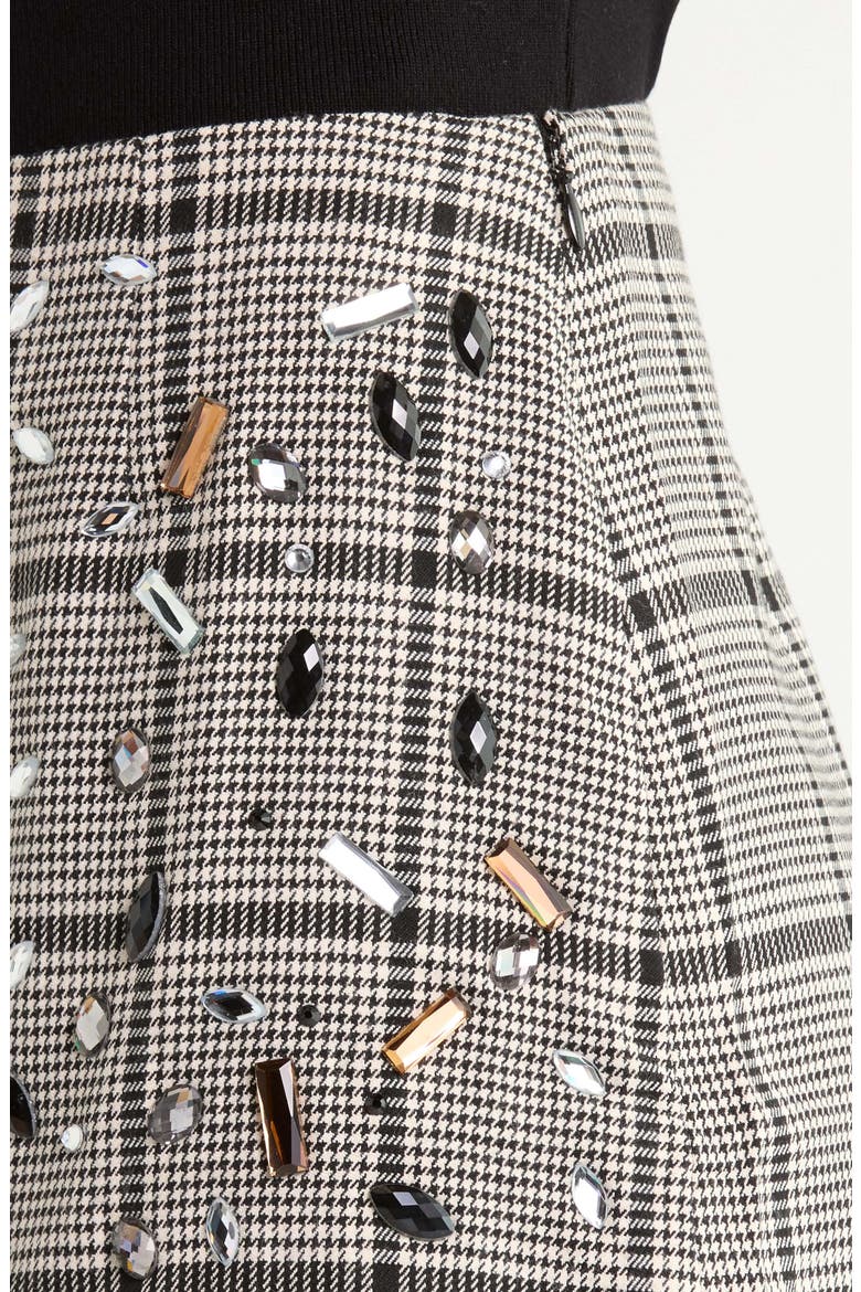 Embellished Plaid Miniskirt, Alternate, color, BLACK AND WHITE PLAID