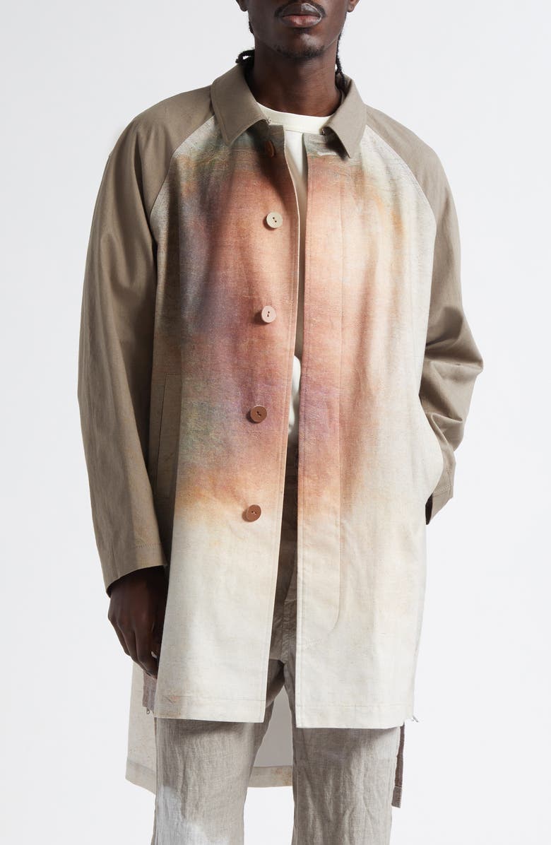 Undercover Bosisio Raglan Sleeve Cotton Blend Coat, Main, color, Grey/ Beige Base