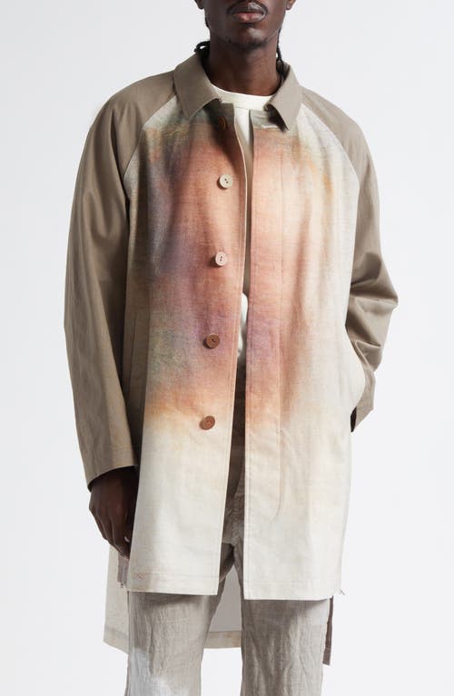 Undercover Bosisio Raglan Sleeve Cotton Blend Coat in Grey/Beige Base  product