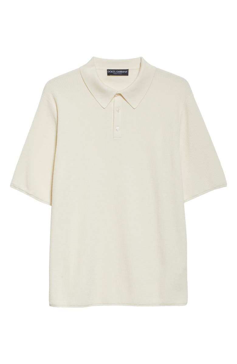 Dolce&Gabbana Cotton Knit Polo, Alternate, color, W0001 Natural White