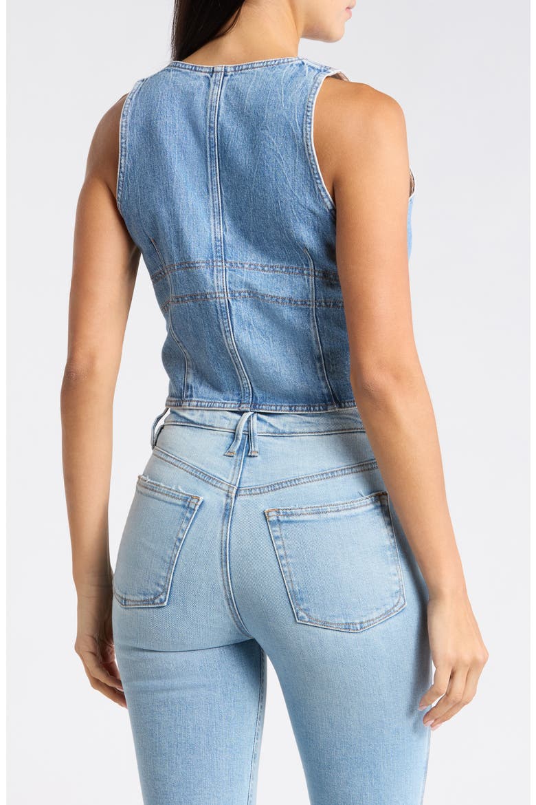 Crop Denim Vest, Alternate, color, INDIGO895