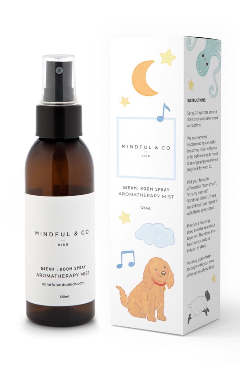 Mindful & Co Kids Dream Aromatherapy Spray, Main, color, White With Print