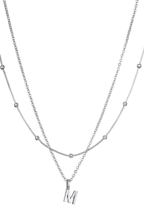 Initial Pendant Layered Chain Necklace