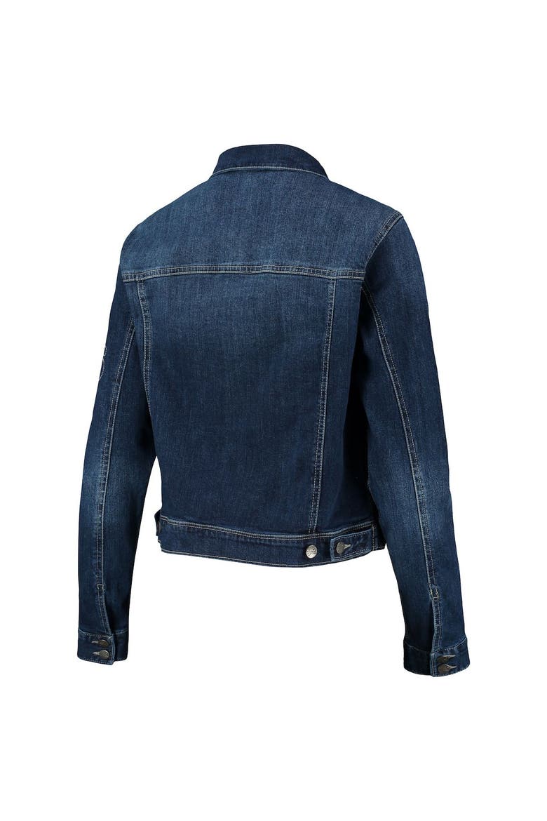 Women's Lusso Blue Chicago Bulls Georgie Swarovski Crystals Button-Up Denim Jacket, Alternate, color, Blue