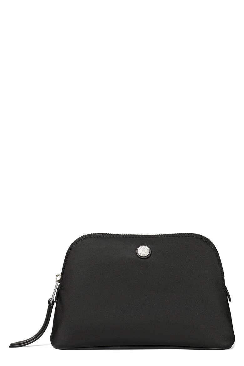 Small Dome Nylon Cosmetic Case, Main, color, BLACK