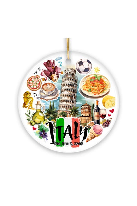 Italy Landmarks Watercolor Ceramic Ornament