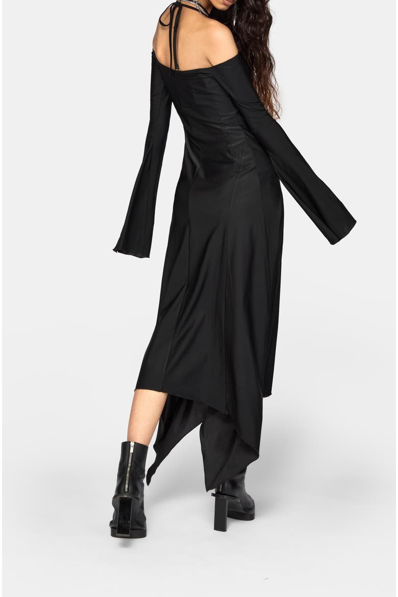 Aurelia Slinky Halter Strap Midi Dress, Alternate, color, Black