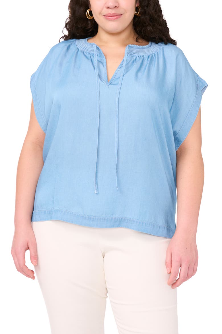 Chambray Peasant Top, Main, color, INDIGO