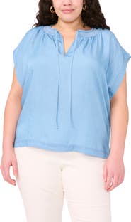 Vince Camuto Chambray Peasant Top