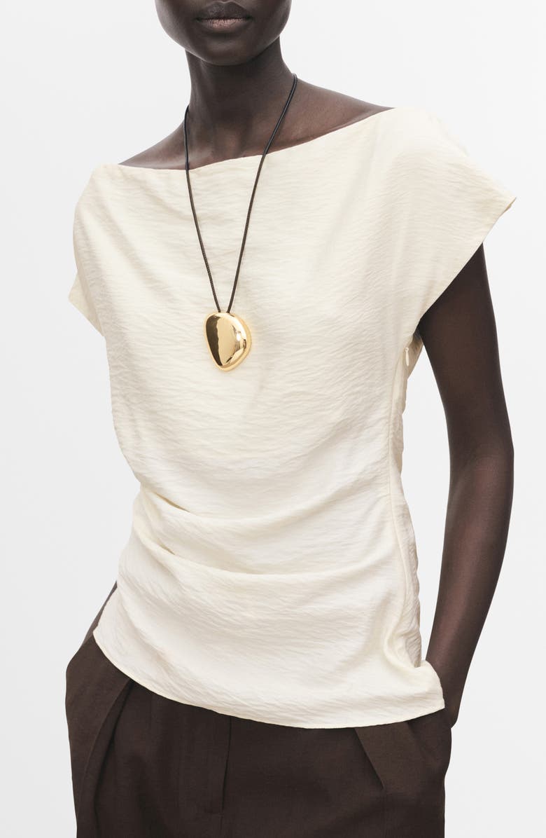 MANGO Asymmetric One-Shoulder Top, Main, color, White