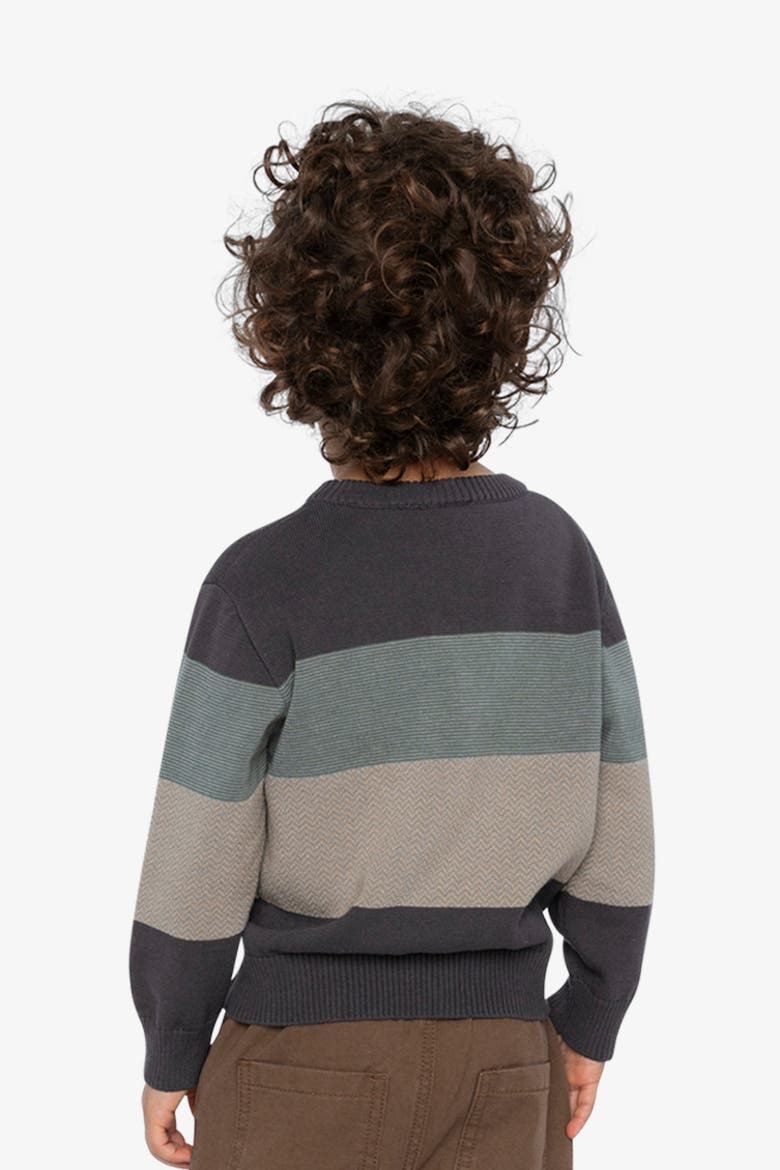 Colorblock Knit Ribbed Cuffs Crew Neck Sweater, Alternate, color, Black and Beige