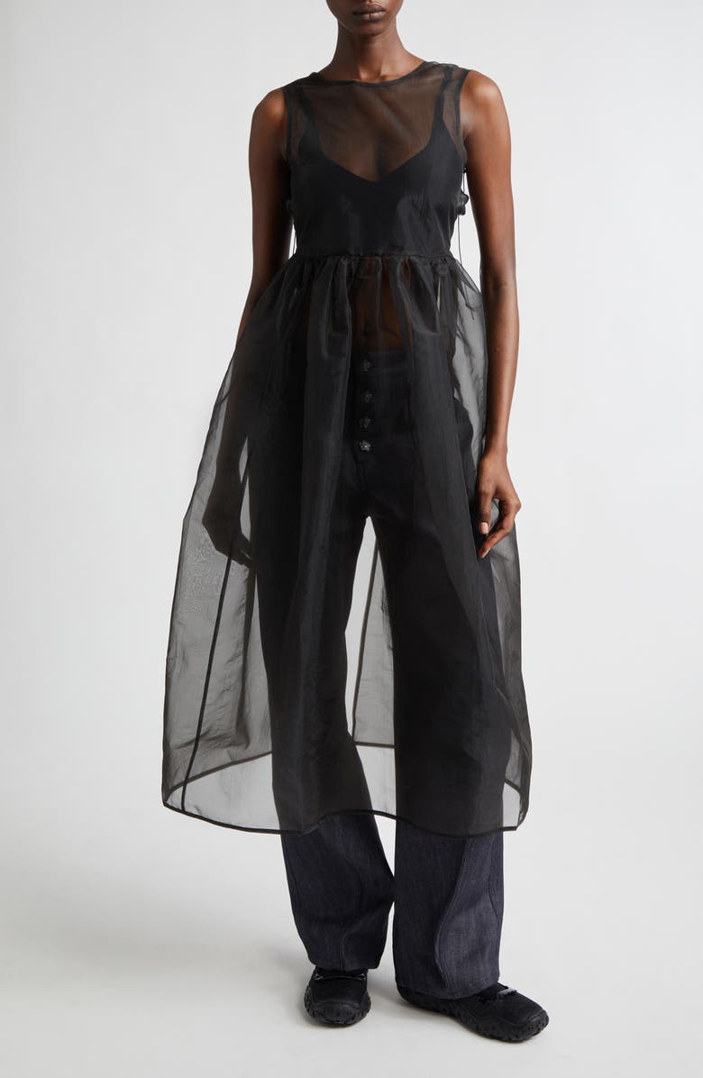 Cecilie Bahnsen Camilla Sheer Liquid Myrtia Overlay, Alternate, color, Black Liquid Myrtia