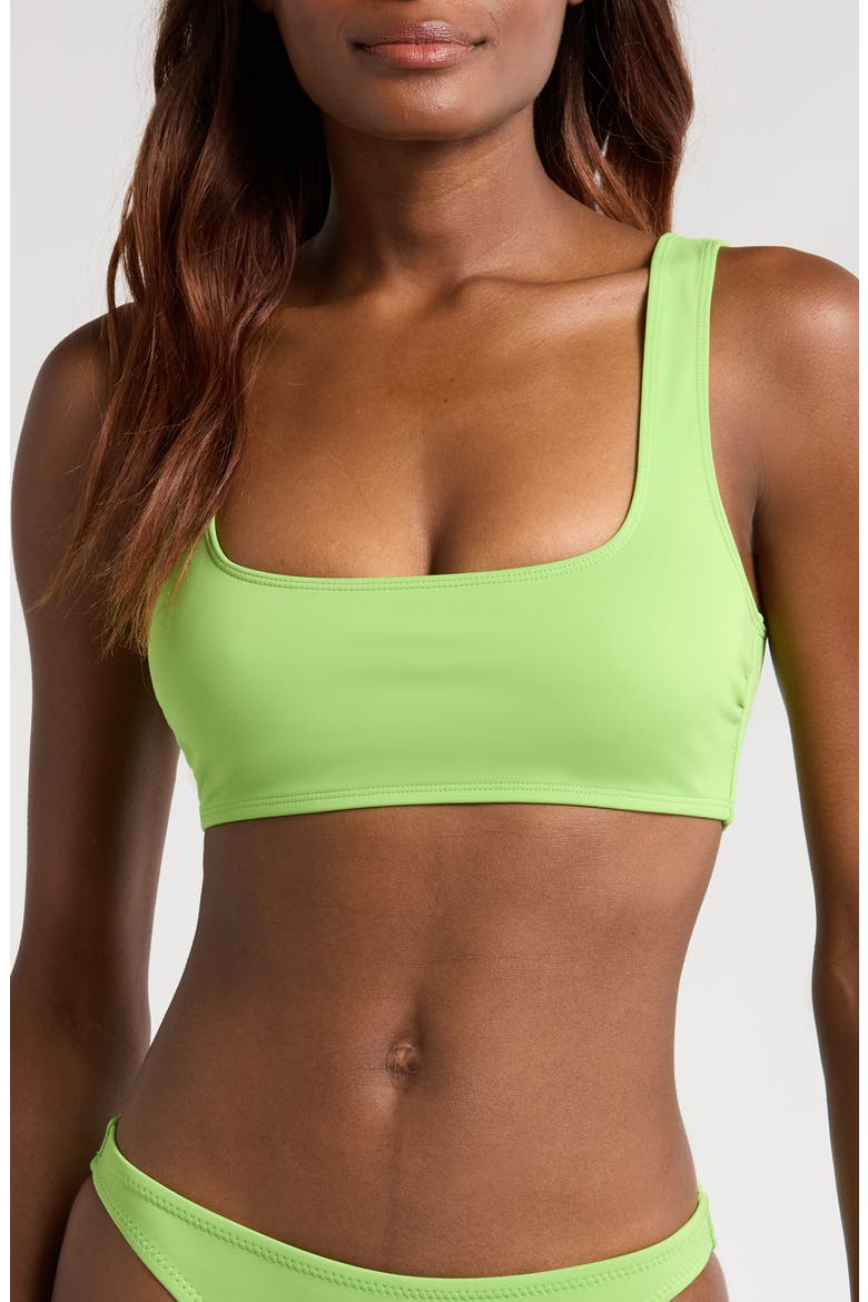 Square Neck Compression Bikini Top, Main, color, LIME005
