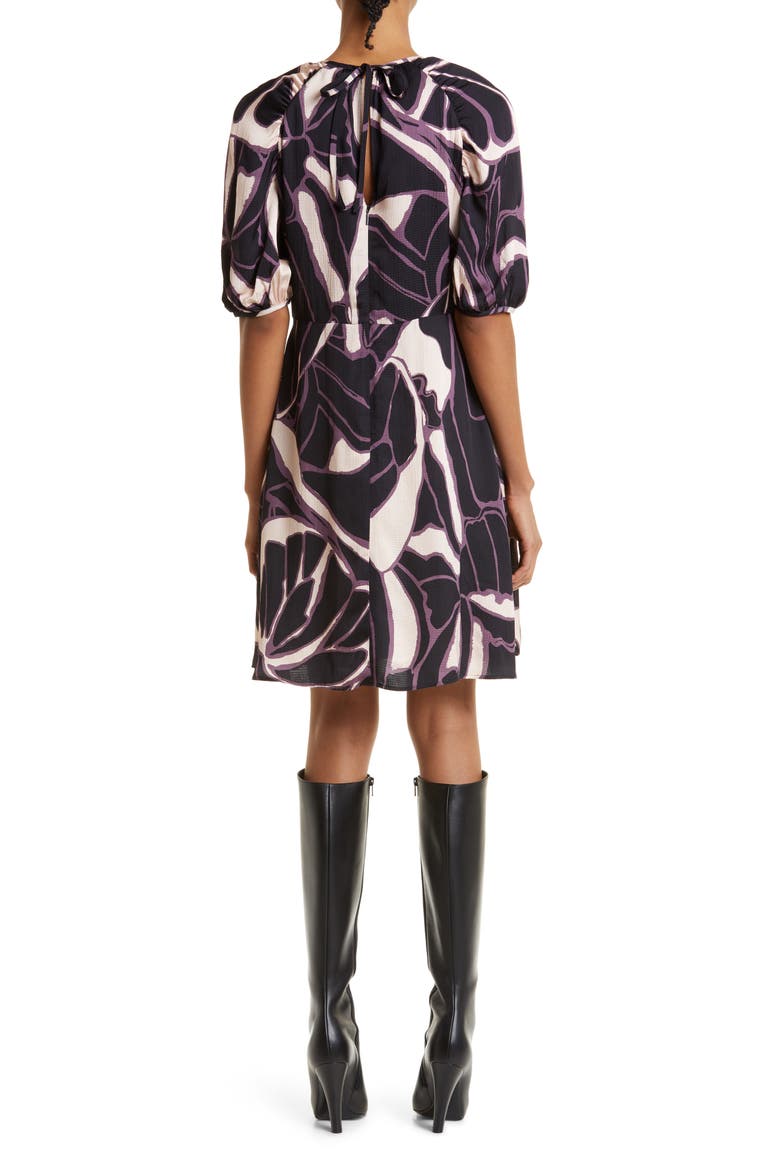 Gilliaa Abstract Floral Fit & Flare Dress, Alternate, color, BLACK