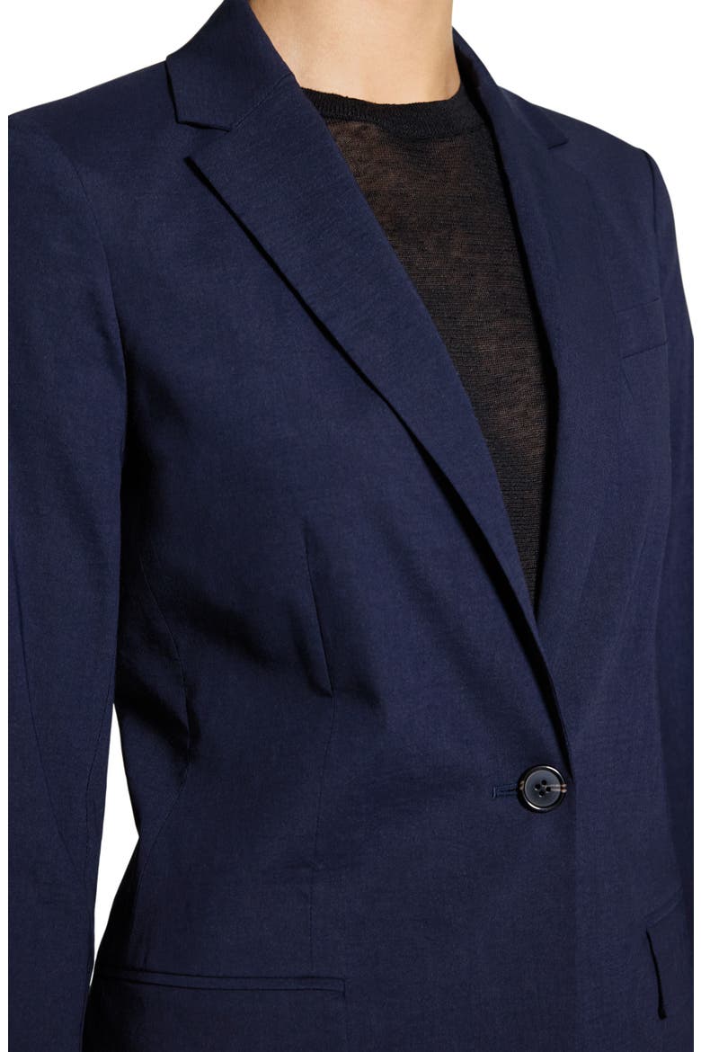 Linen Blend Staple Blazer, Alternate, color, MIDNIGHT NAVY