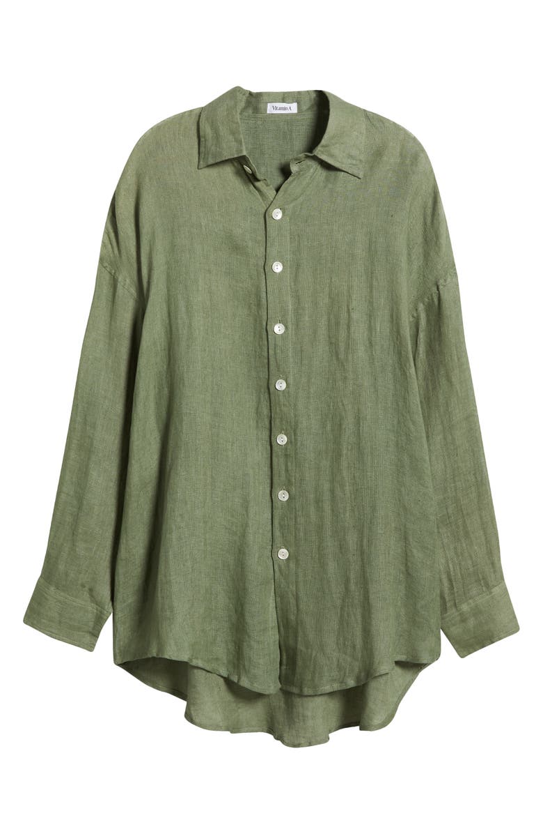 Vitamin A<sup>®</sup> Playa Oversize Linen Cover-Up Shirt, Alternate, color, Agave Eco Linen