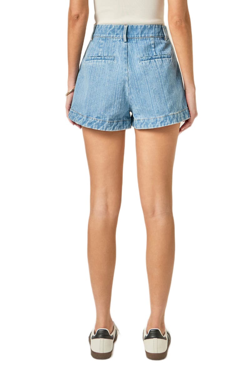 Pleated High Waist Denim Shorts, Alternate, color, LIGHT DENIM