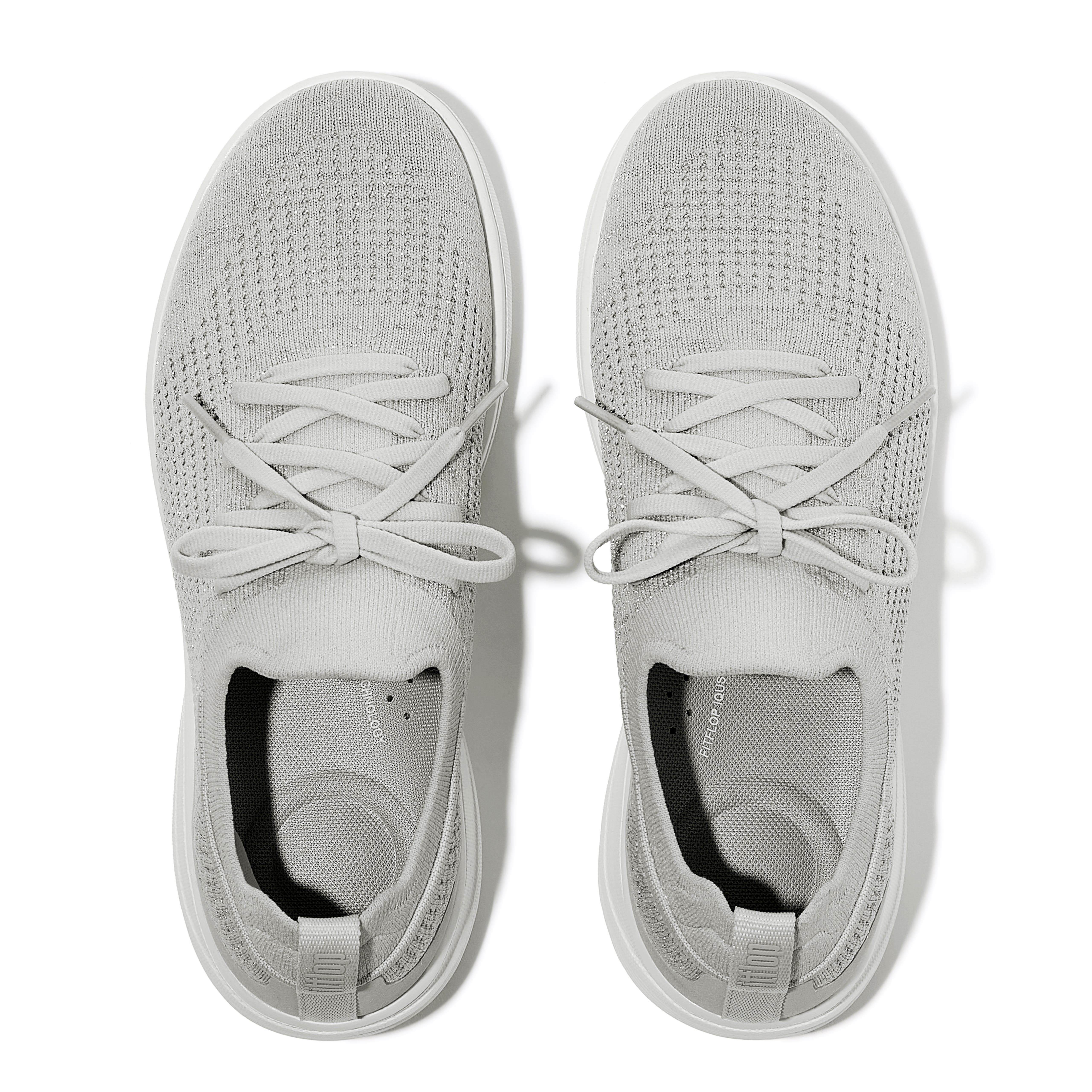 FitFlop Super-Q Knit Slip-On Laced Sneakers, Alternate, color, Arctic Grey/Silver