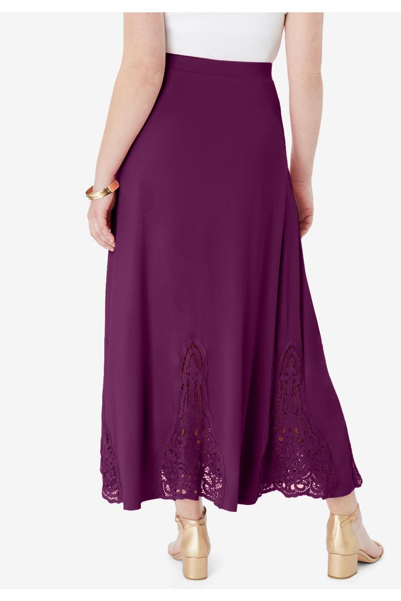 Ultrasmooth® Fabric Lace Maxi Skirt, Alternate, color, BLACK