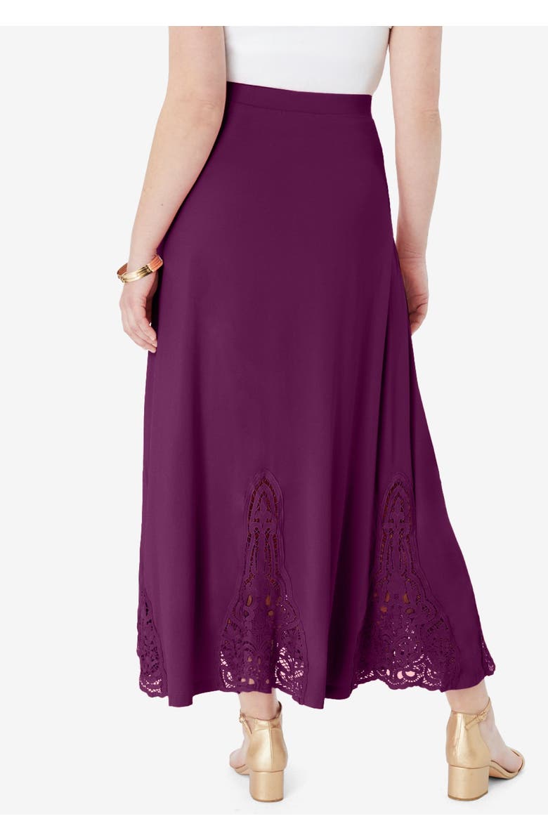 Roaman's Ultrasmooth<sup>®</sup> Fabric Lace Maxi Skirt, Alternate, color, Black