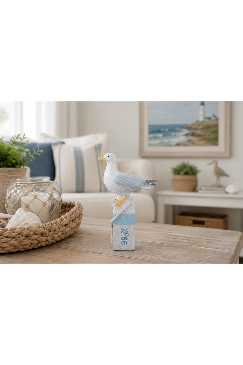 Small Seagull On Buoy Figure, Alternate, color, White