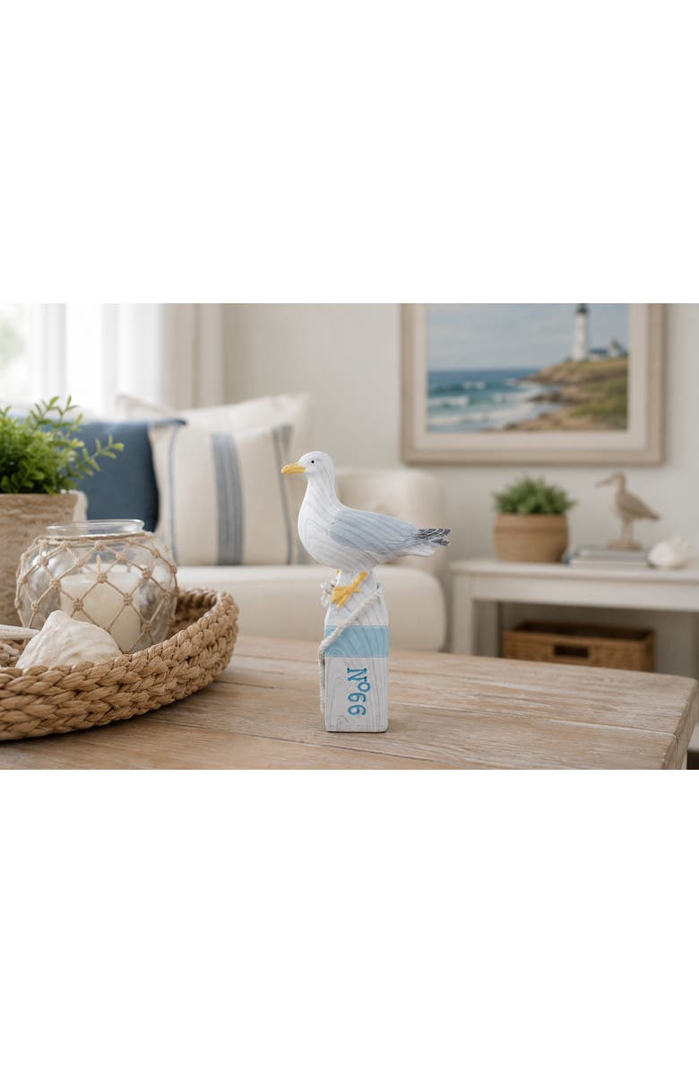Beachcombers Small Seagull On Buoy Figure, Alternate, color, White