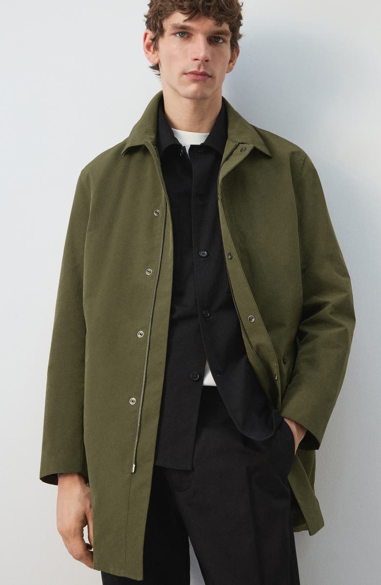 MANGO Water Repellent Parka with Removable Hood, Alternate, color, Olive Green