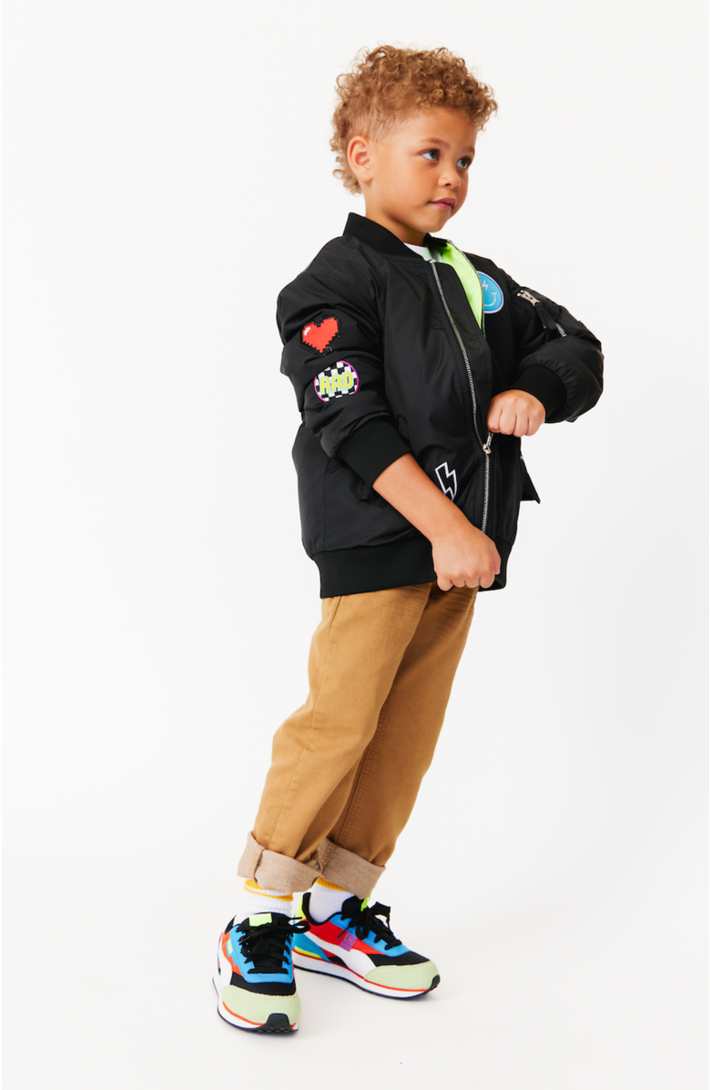 Little Chicken Kids' Patched Nylon Bomber Jacket, Alternate, color, 