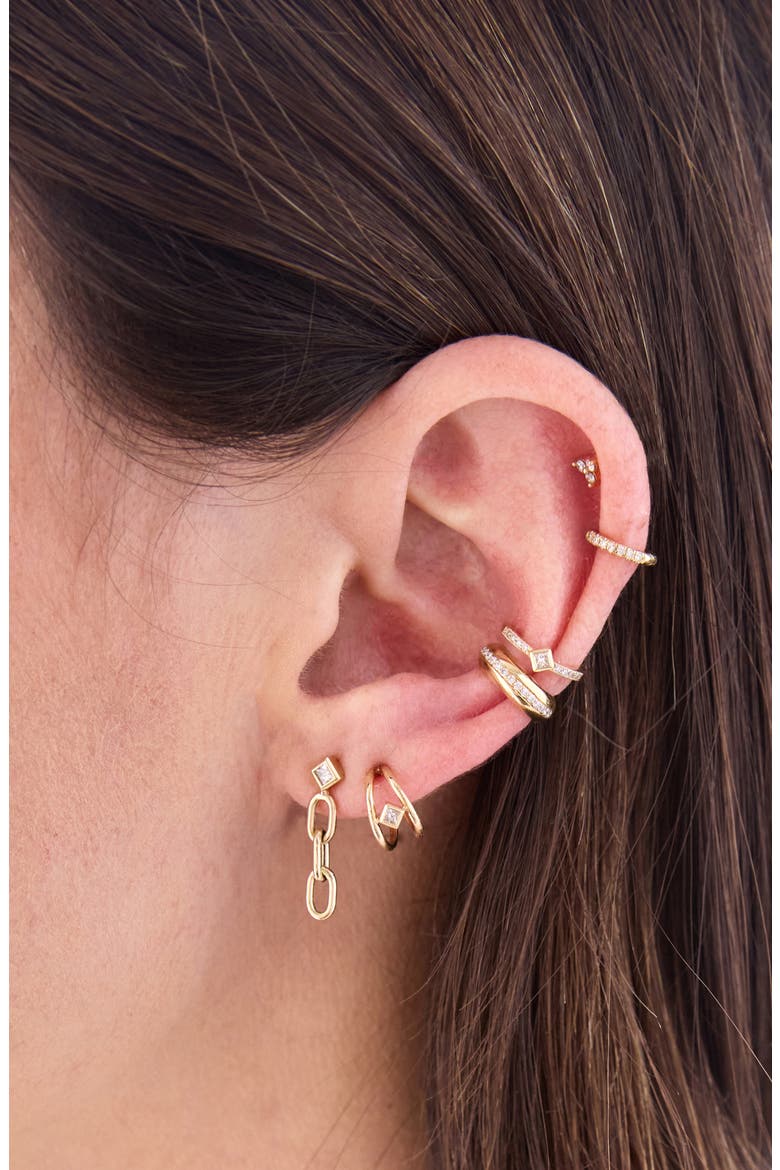Diamond Double Wire Hoop Earrings, Alternate, color, YELLOW GOLD