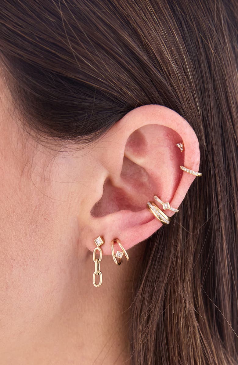 Zoë Chicco Diamond Double Wire Hoop Earrings, Alternate, color, Yellow Gold