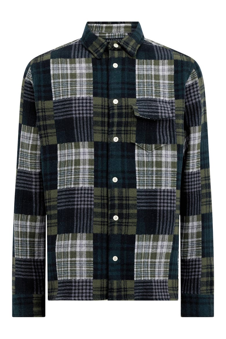 Hopton Plaid Cotton Button-Up Shirt Jacket, Alternate, color, KHAKI GREEN