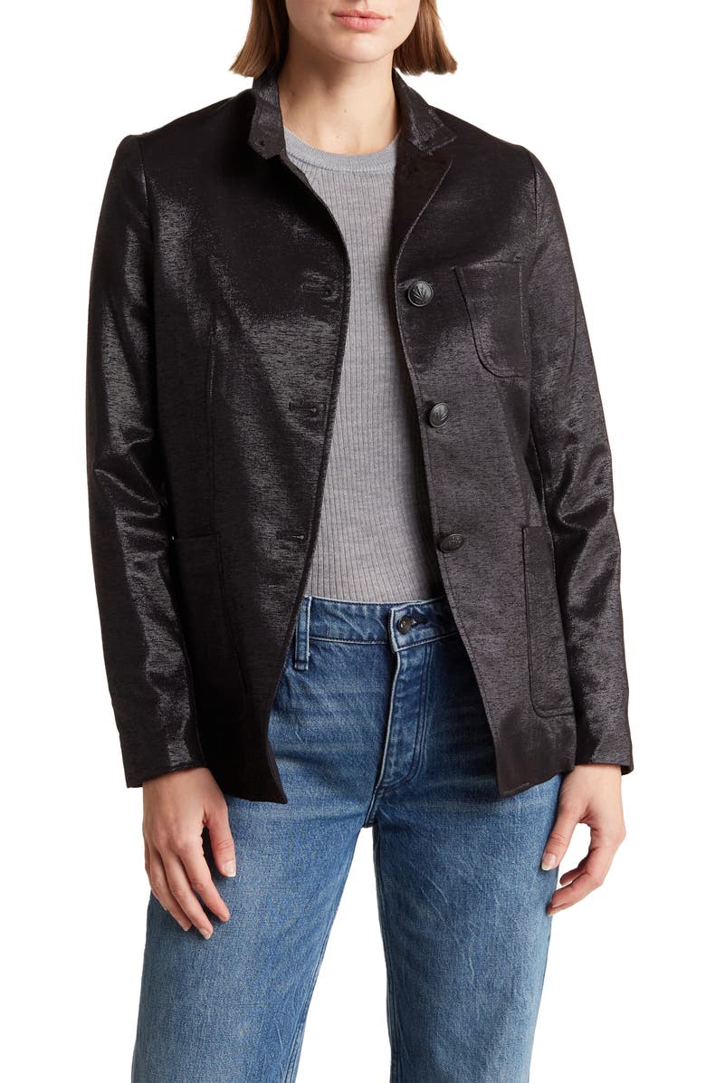 rag & bone Sid Metallic Wool Blend Jacket, Main, color, Black