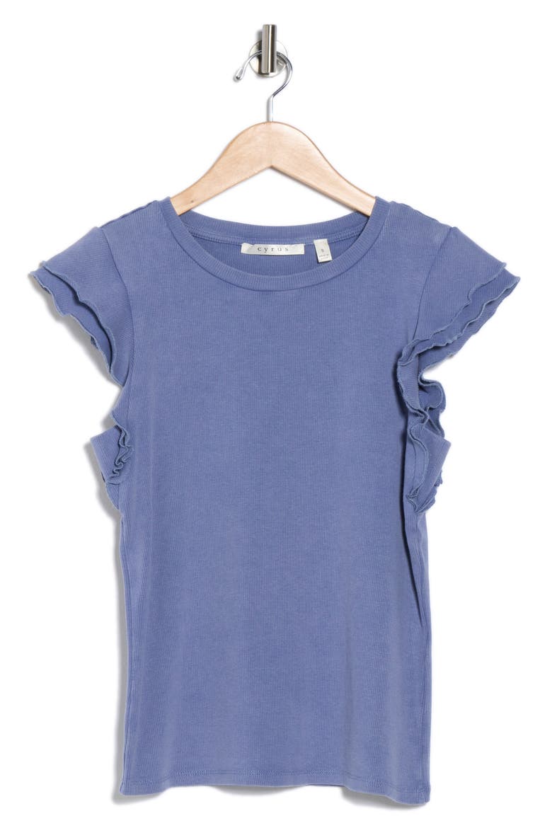 Ruffle Sleeve Top, Alternate, color, MARLIN