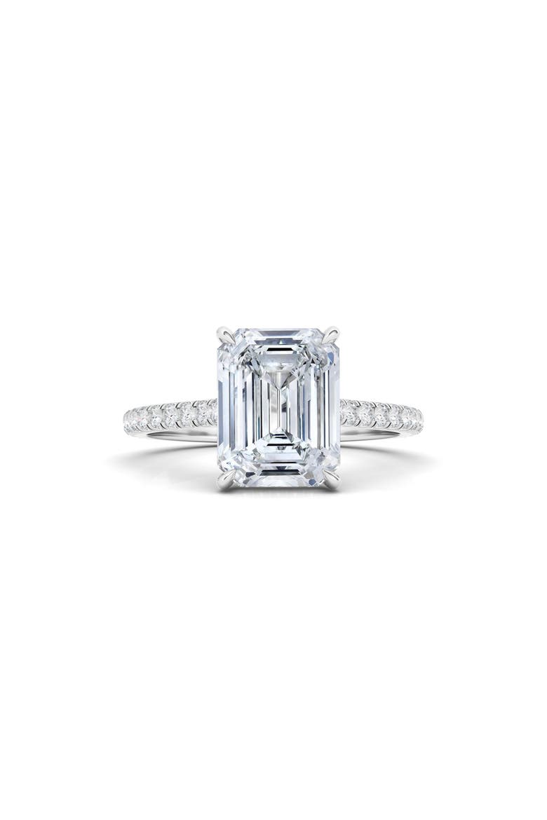 Emerald Cut Pavé Lab Created Diamond Ring, Main, color, 18K WHITE GOLD