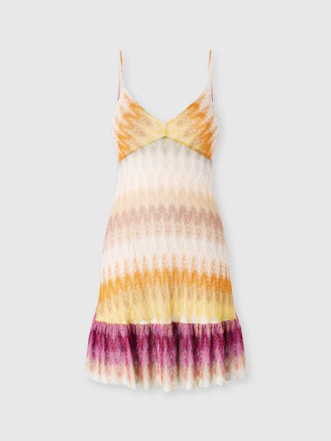 Mini Dress In Viscose With Lace Motif