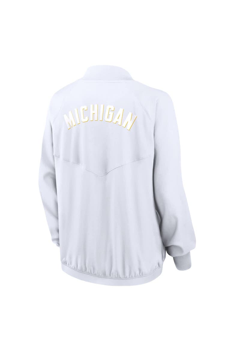 Women's Jordan Brand  White Michigan Wolverines Statement Bomber Raglan Full-Zip Jacket, Alternate, color, White